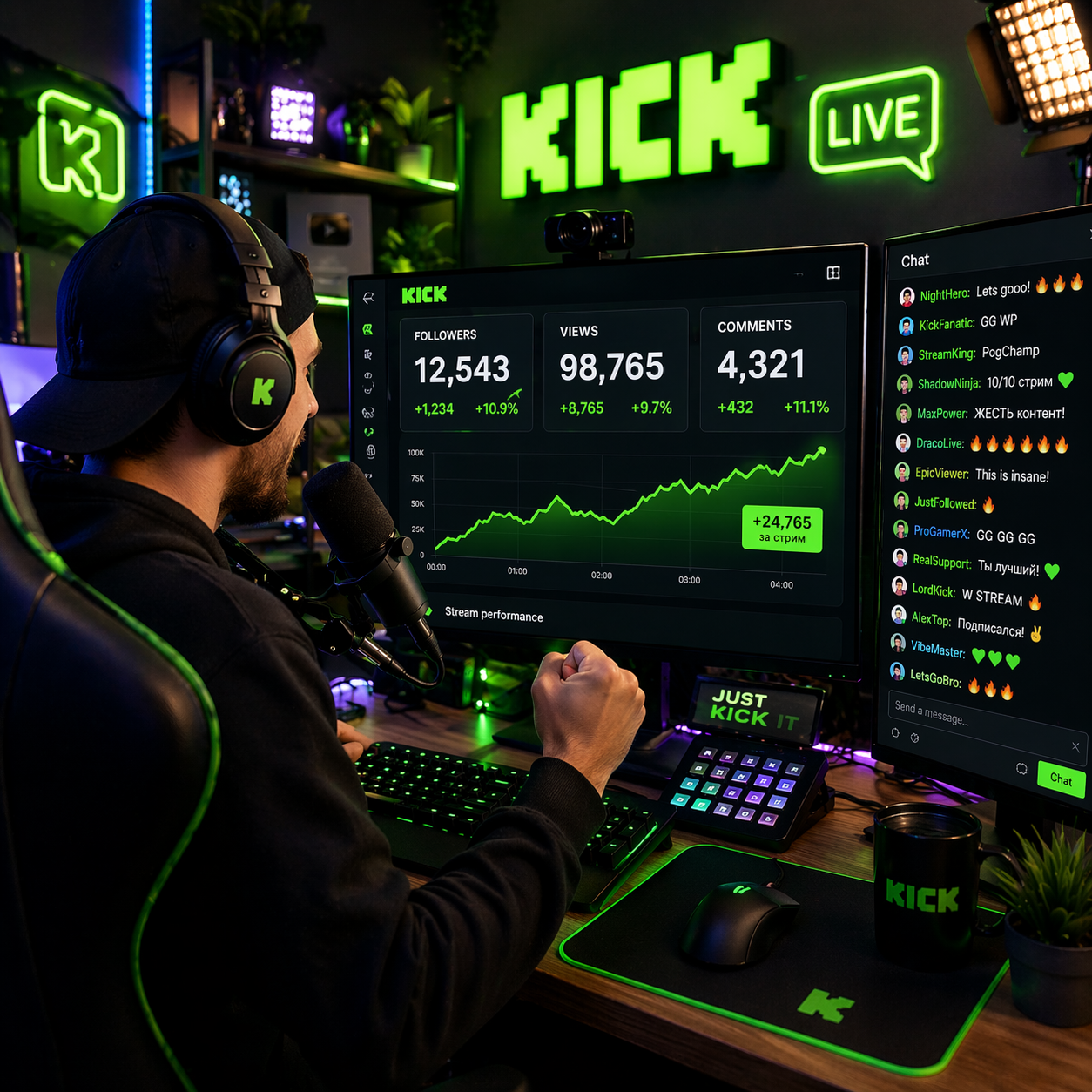 Накрутка подписчиков Kick: рост просмотров и комментариев